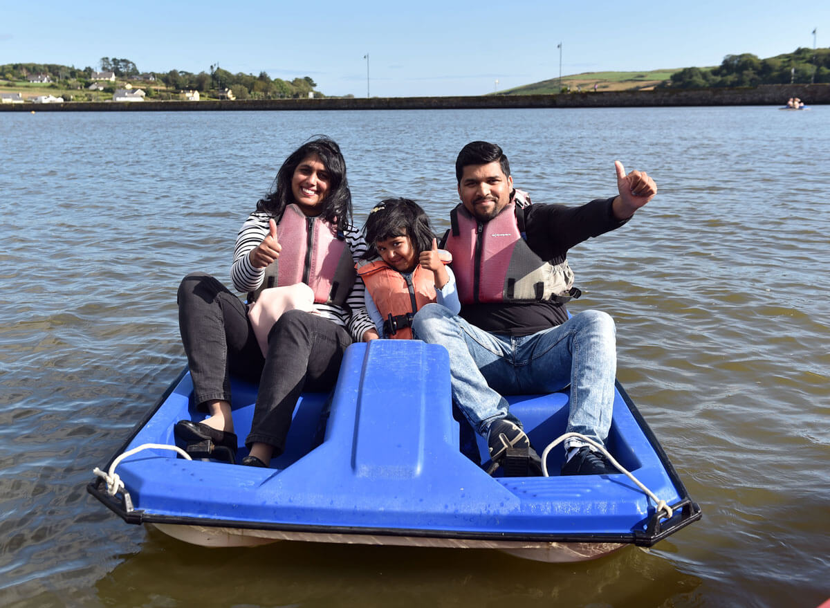 Family enjoying pedal boat at the Lagoon Activity Centre