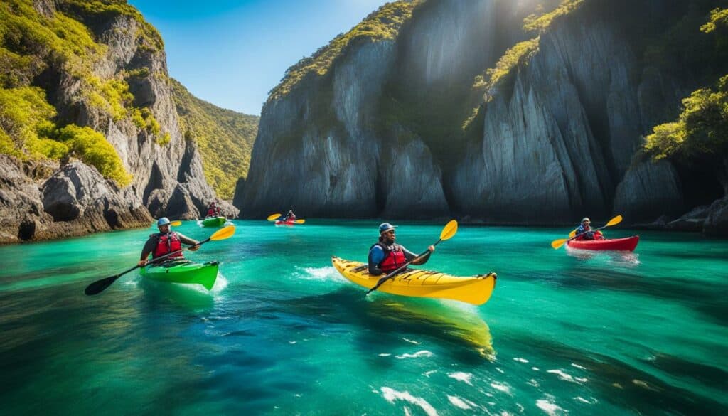 People kayaking on the water, enjoying outdoor adventure gifts in Ireland.