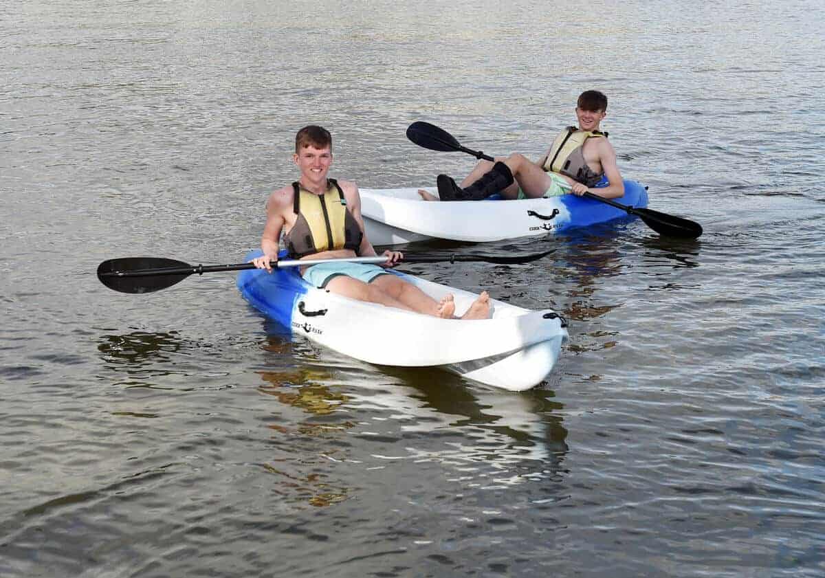 Two people ejoying Kayak rentals in Cork