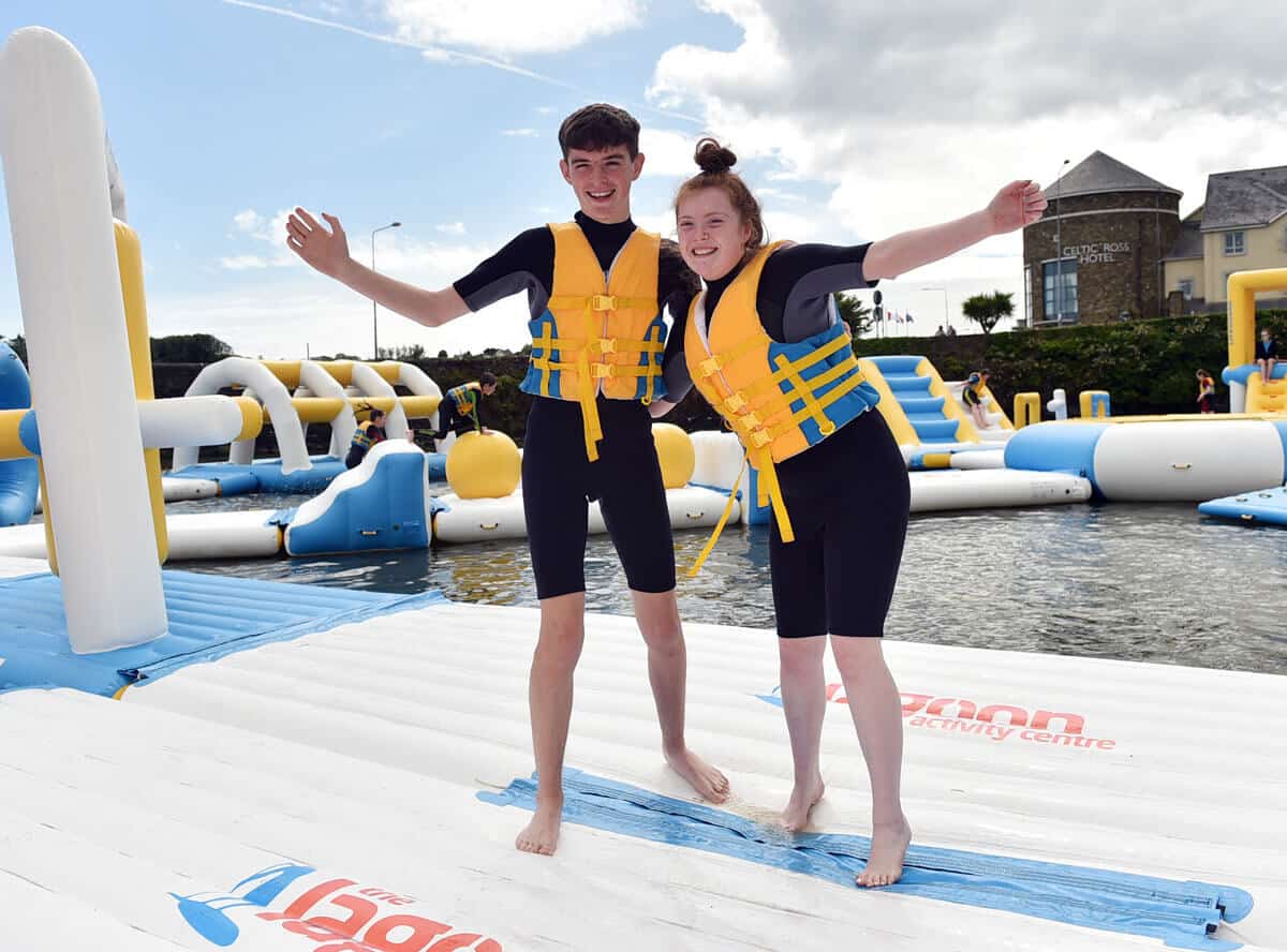 Young people at the Lagoon Activity Centre Aqua Park in Ireland