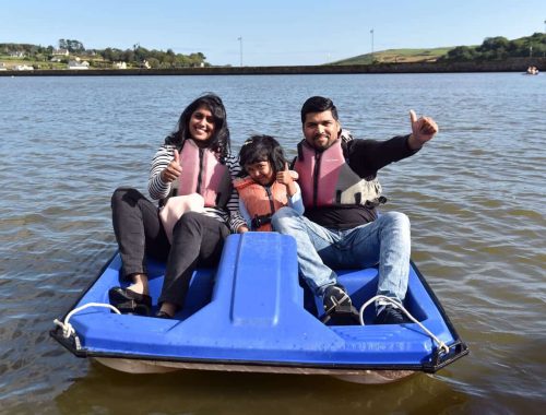 Family enjoying pedal boat in Cork at the Lagoon Activity Centre
